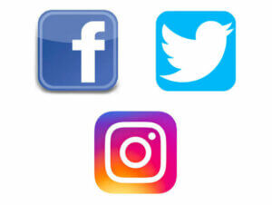 Facebook, Twitter, Instagram